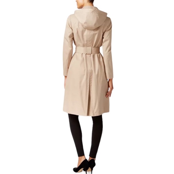 Anne Klein Black Belted Trench Coat with Removable Hood Size Medium - Picture 2 of 8